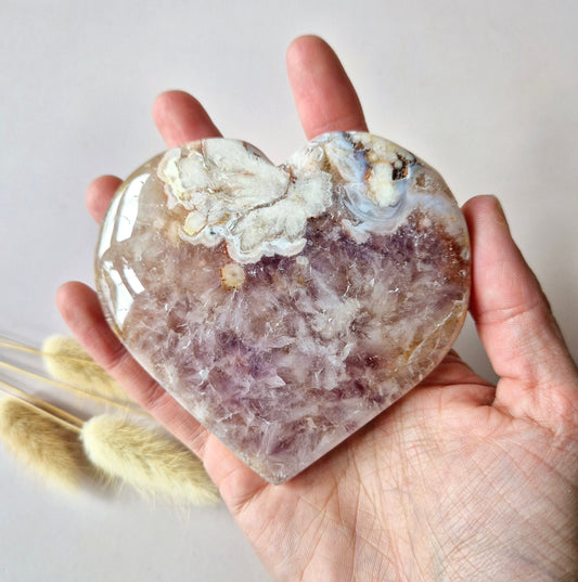 Edelsteen Druzy Pink Amethist Hart #15 8-10cm (Roze Amethist)