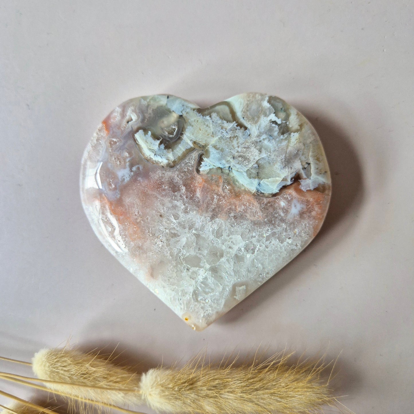 Edelsteen Druzy Pink Amethist Hart #16 8-10cm (Roze Amethist)
