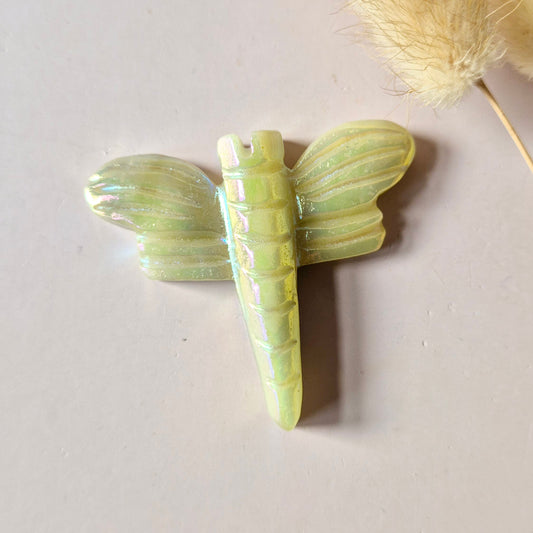 Angel Aura Libelle 5 cm – Serpentijn crystal carving in diverse steensoorten Edelsteen