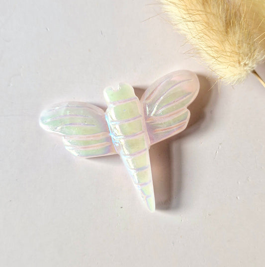 Angel Aura Libelle 5 cm – Rozenkwarts crystal carving in diverse steensoorten Edelsteen (kopie)