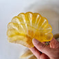 Edelsteen Carving Schaal Schelpvorm Gele Fluoriet #19 - Uniek Cadeau