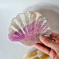 Edelsteen Carving Schaal Schelpvorm Candy Fluoriet #21 - Uniek Cadeau