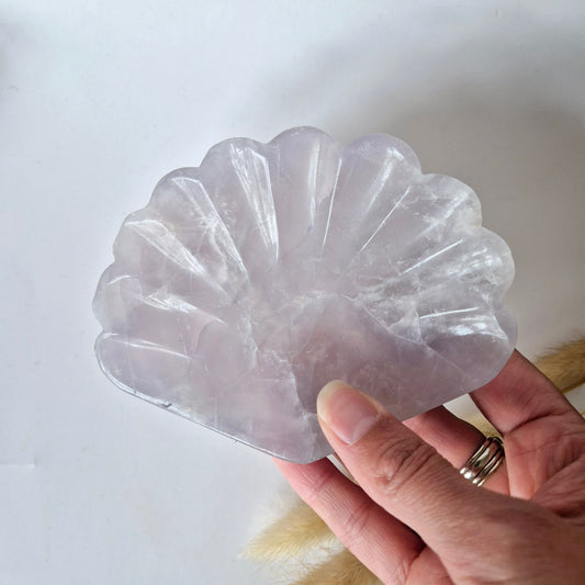 Edelsteen Carving Schaal Schelpvorm Fluoriet #22 - Uniek Cadeau