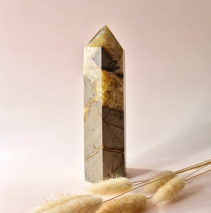 XXL Septarian Toren – 800g Kracht & Spirituele Rust Drakensteen Septarie obelisk statement piece