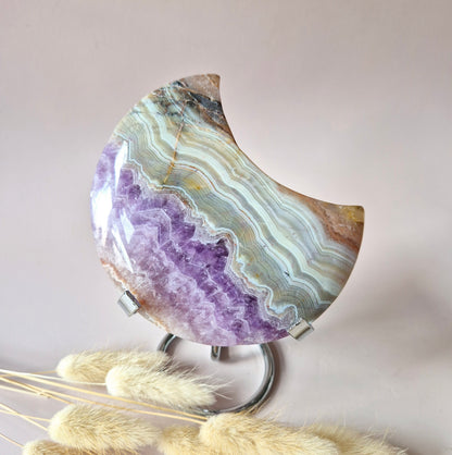 XL Amethyst Achat Edelstein Mond (346 g) – Inklusive Ständer - #5