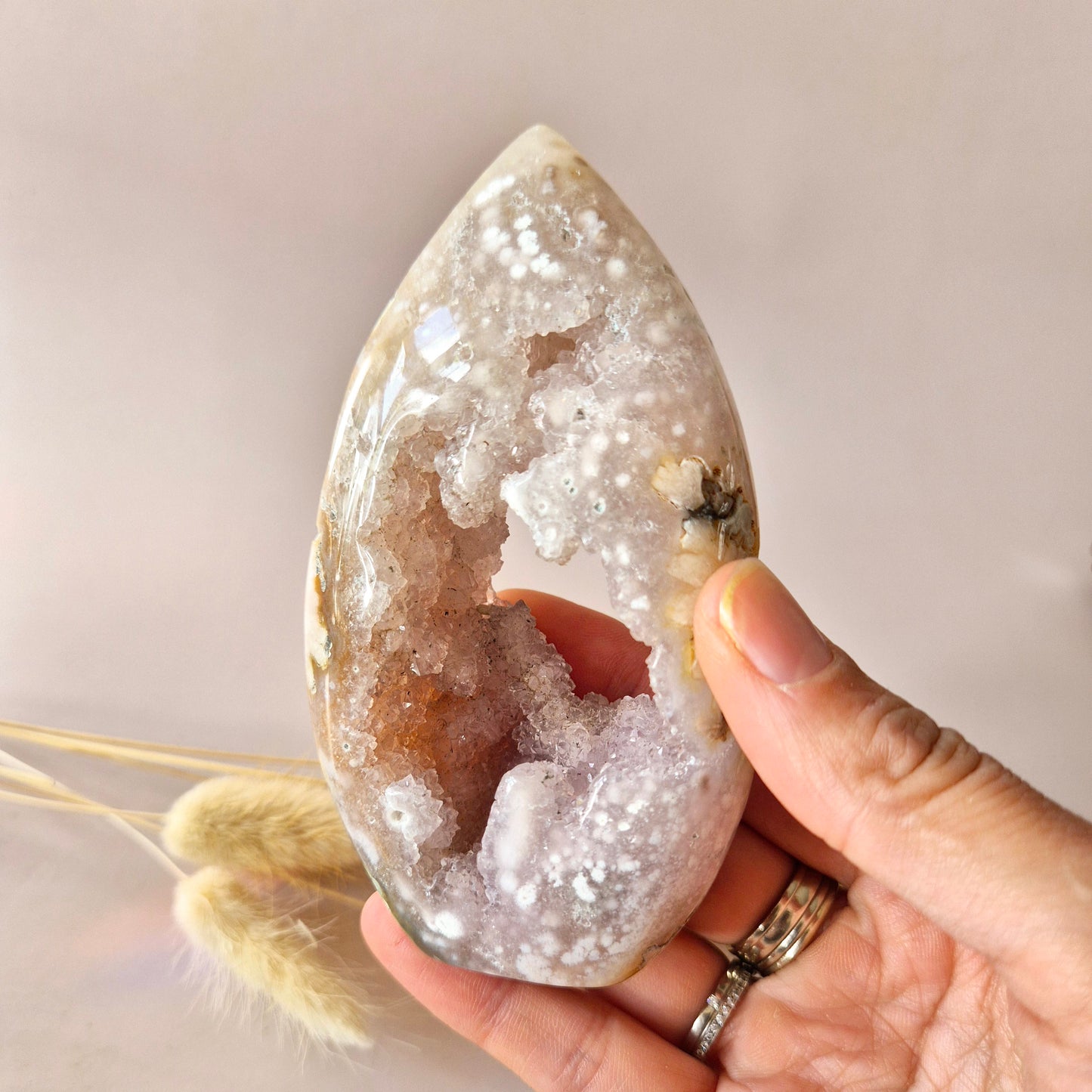 Edelsteen Druzy Pink Amethist flame 183g (Roze Amethist)