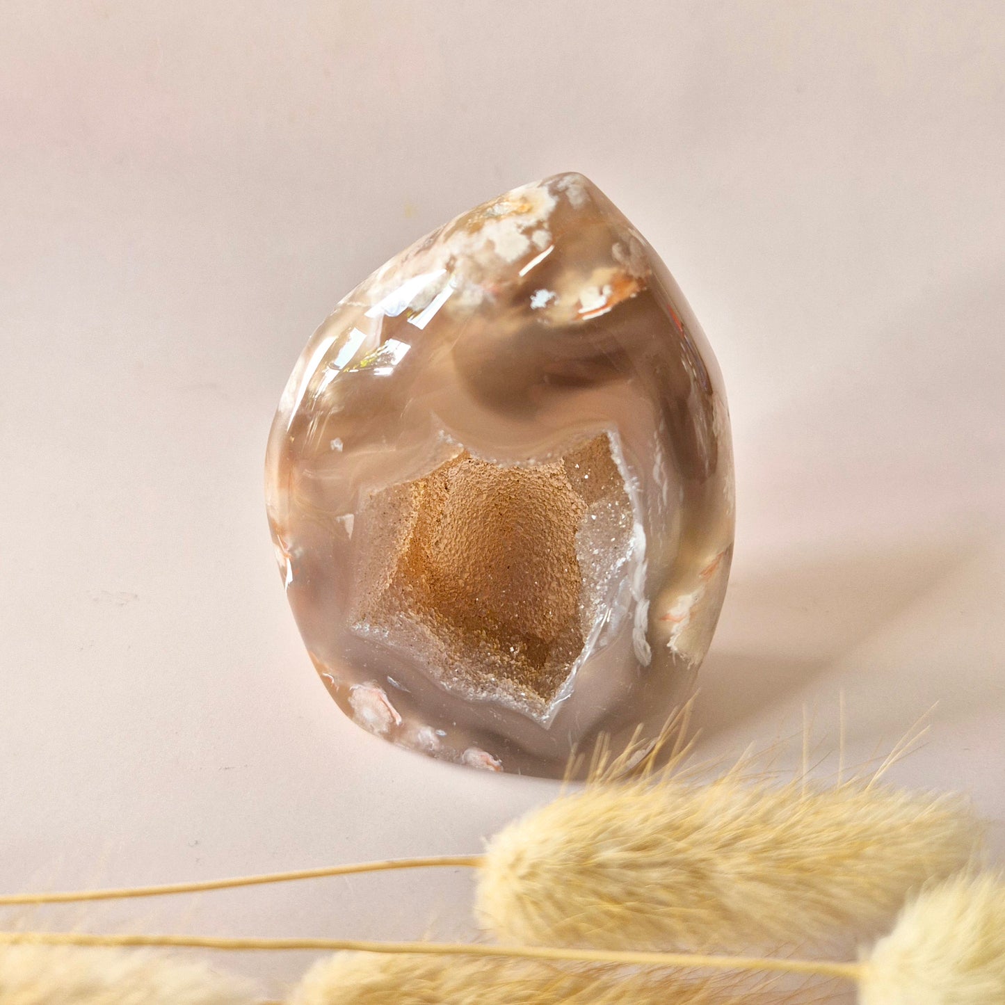 Edelsteen Druzy Pink Amethist flame 266g (Roze Amethist)