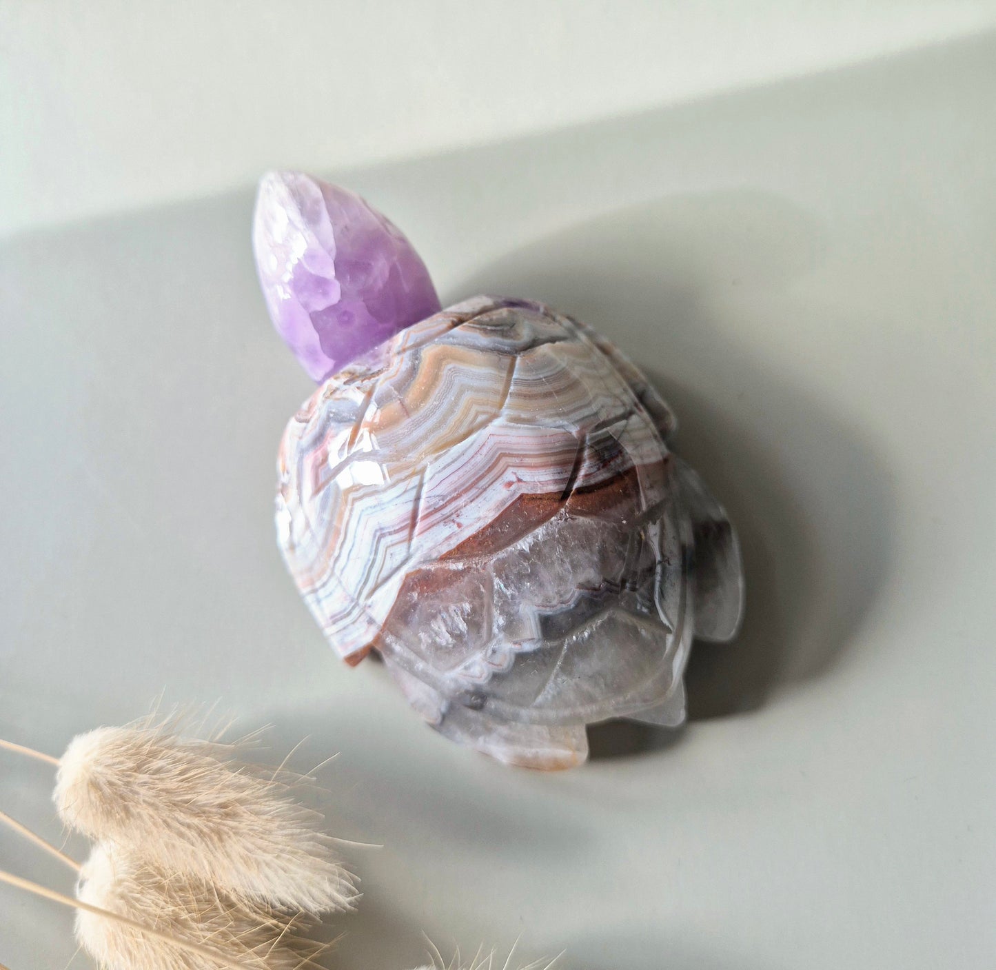 Edelsteen Carving Amethist Agaat Schildpad (230 gram)