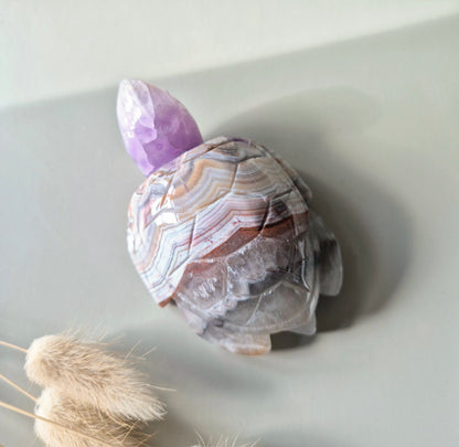 Edelsteen Carving Amethist Agaat Schildpad (230 gram)