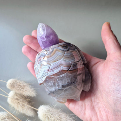 Edelsteen Carving Amethist Agaat Schildpad (230 gram)