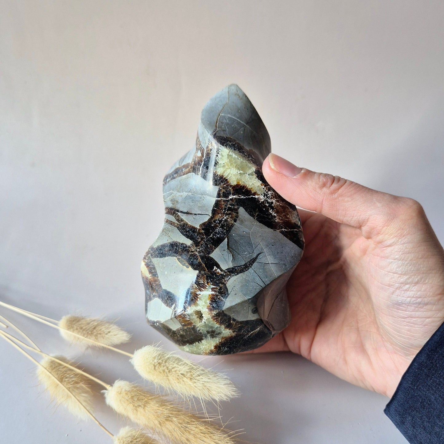 Edelstein Blauer Mondstein Flamme 7-9cm mit schönem Blitz