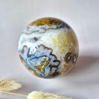 Druzy agaat bol van 453 gram – natuurlijke edelsteen met fonkelende geode voor rust en positieve energie – Moonlight Gemstones