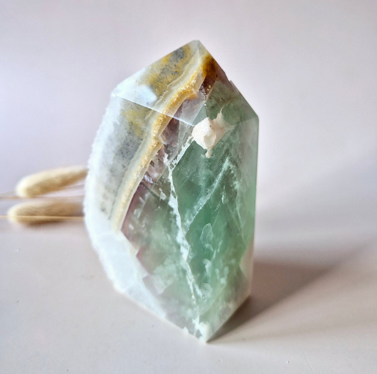 Grüne Fluoritspitze – Roh &amp; Poliert | Einzelstück 524 Gramm