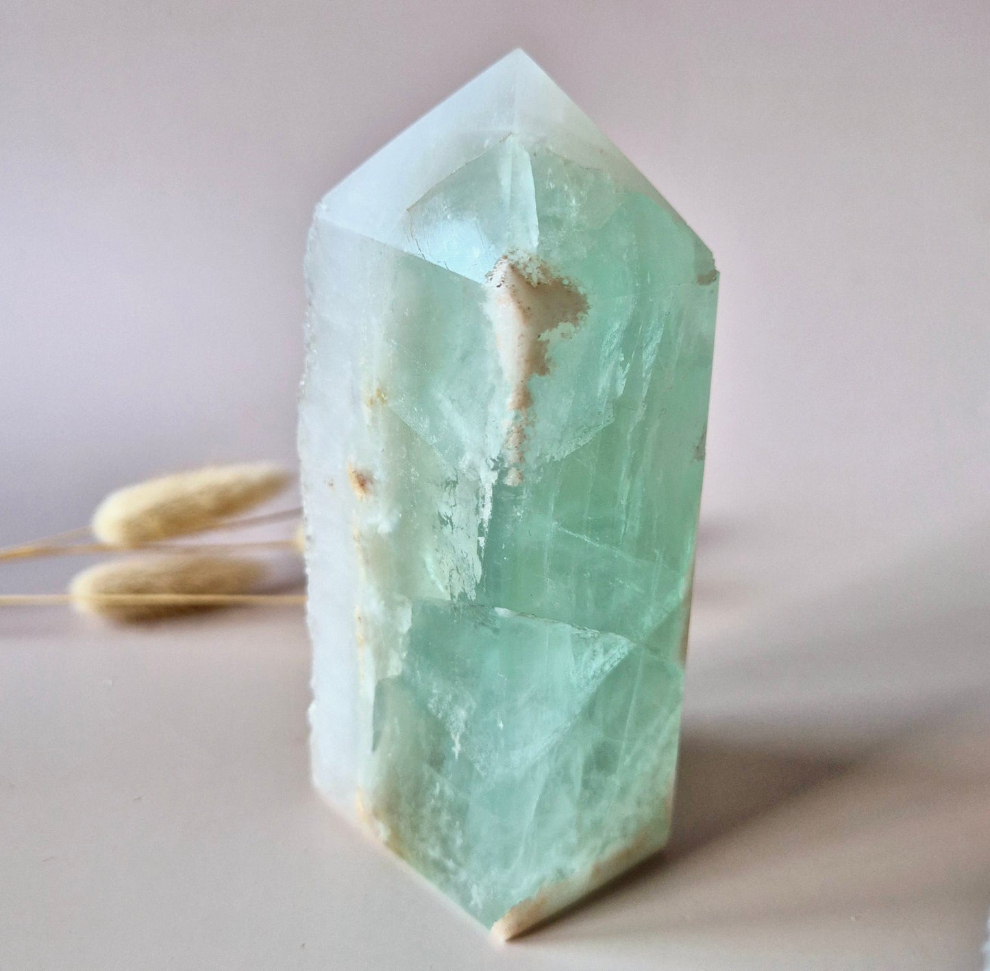 Grüne Fluoritspitze – Roh &amp; Poliert | Einzelstück 524 Gramm