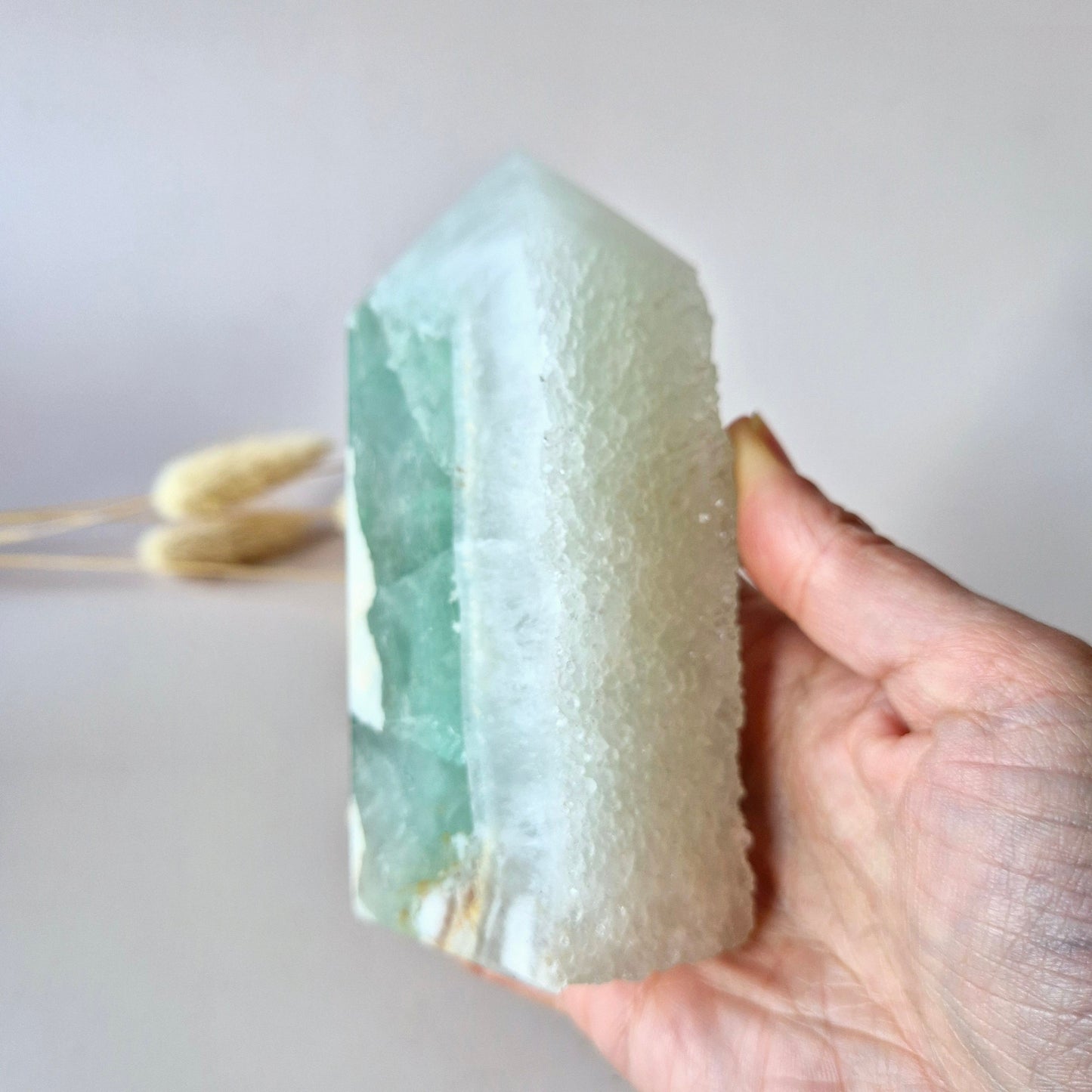 Grüne Fluoritspitze – Roh &amp; Poliert | Einzelstück 524 Gramm