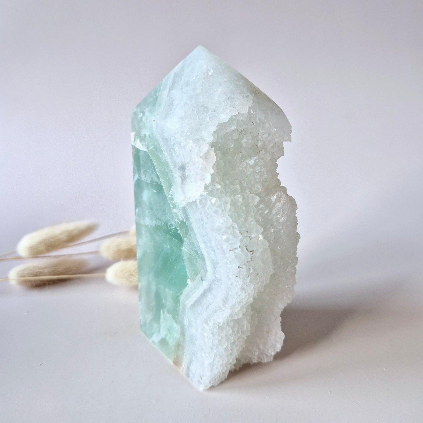 Grüne Fluoritspitze – Roh &amp; Poliert | Einzelstück 524 Gramm