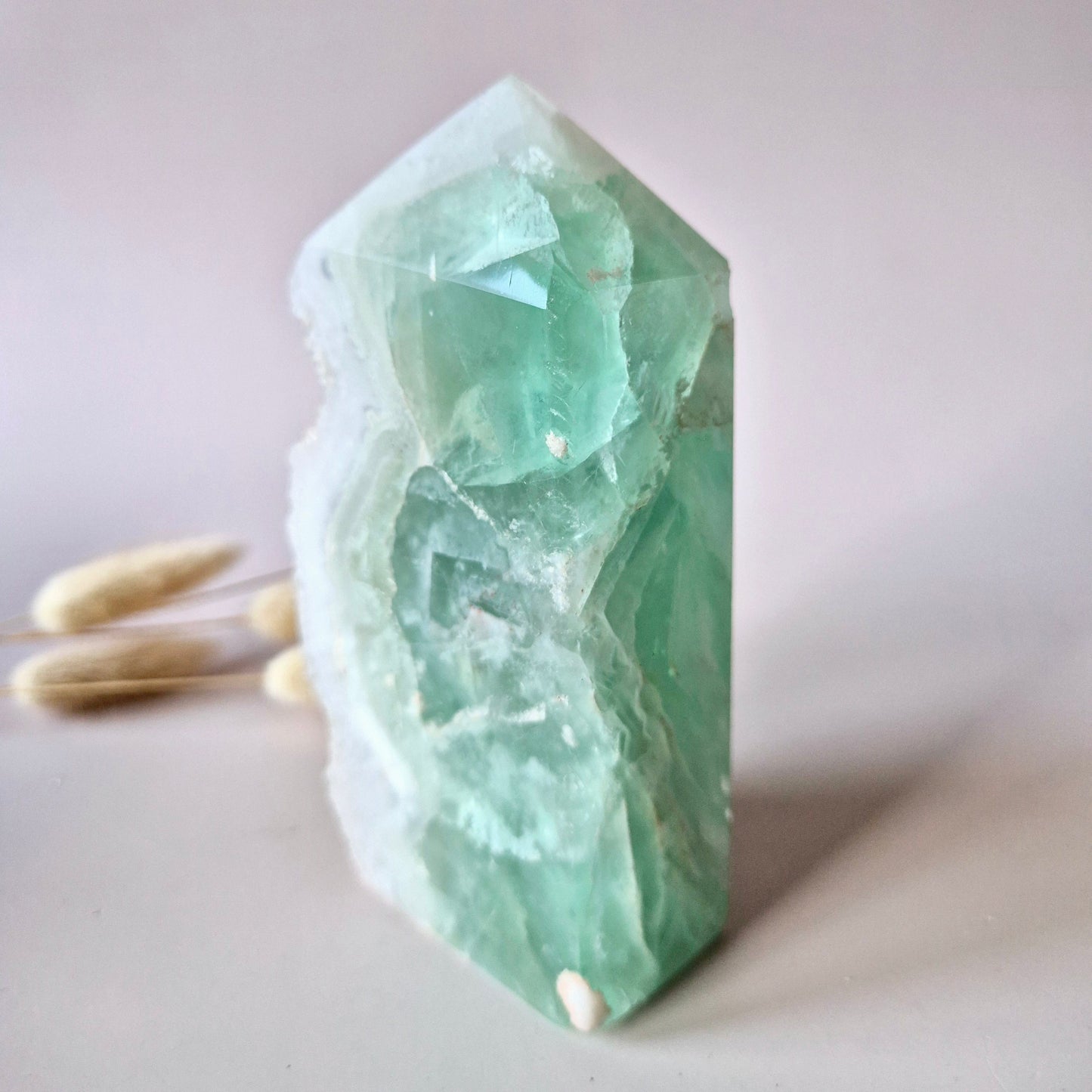 Grüne Fluoritspitze – Roh &amp; Poliert | Einzelstück 524 Gramm