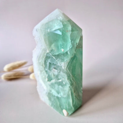 Grüne Fluoritspitze – Roh &amp; Poliert | Einzelstück 524 Gramm