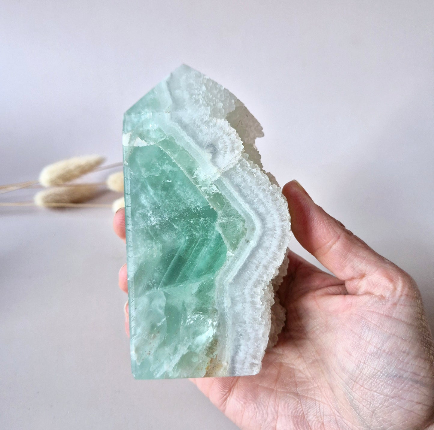 Grüne Fluoritspitze – Roh &amp; Poliert | Einzelstück 524 Gramm