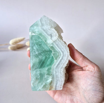 Grüne Fluoritspitze – Roh &amp; Poliert | Einzelstück 524 Gramm