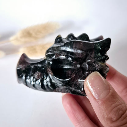 Edelsteen Drakenschedel van Granaat – 7cm - Dragon Skull carving
