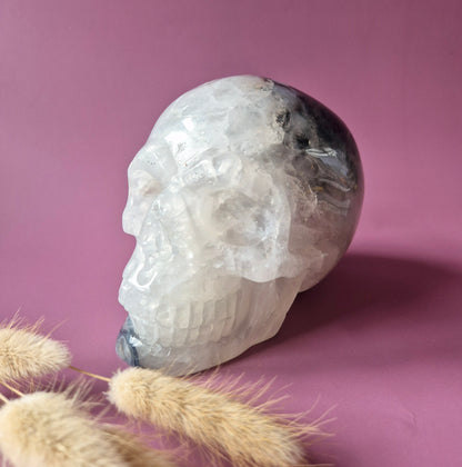 XL Edelsteinschädel Moosachatschädel Nr. 8 - 10cm 600 Gramm Schädel