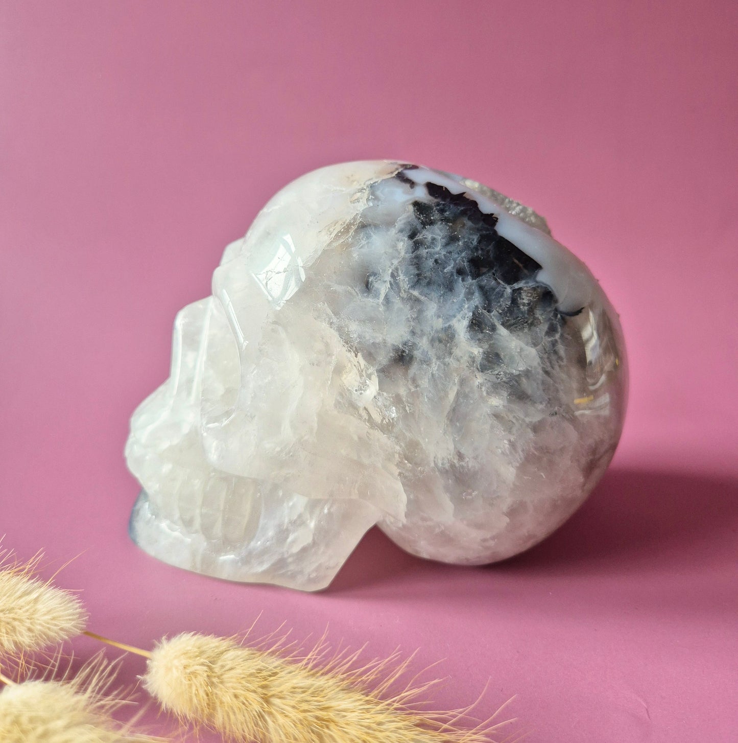 XL Edelsteinschädel Moosachatschädel Nr. 8 - 10cm 600 Gramm Schädel