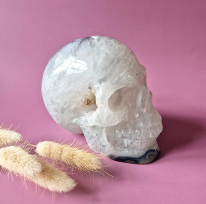 XL Edelsteinschädel Moosachatschädel Nr. 8 - 10cm 600 Gramm Schädel