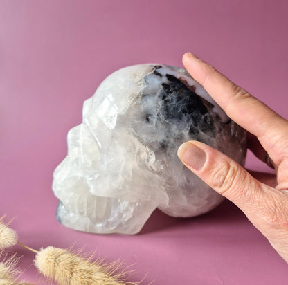 XL Edelsteinschädel Moosachatschädel Nr. 8 - 10cm 600 Gramm Schädel