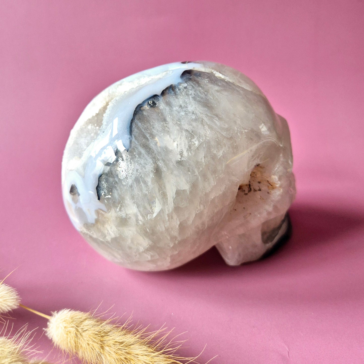 XL Edelsteinschädel Moosachatschädel Nr. 8 - 10cm 600 Gramm Schädel