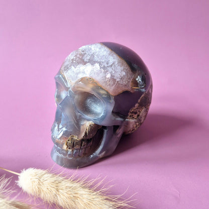 XL Edelsteinschädel Moosachatschädel Nr. 8 - 10cm 600 Gramm Schädel