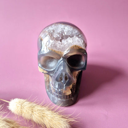 XL Edelsteinschädel Moosachatschädel Nr. 8 - 10cm 600 Gramm Schädel