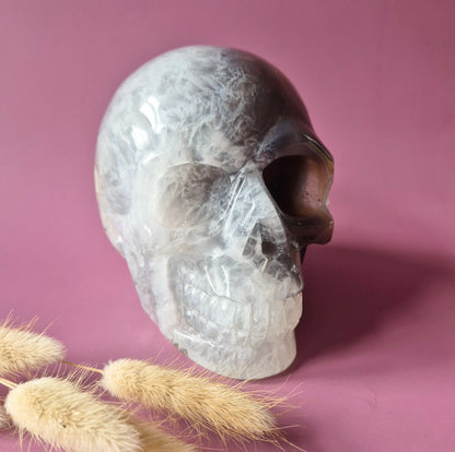 XL Edelsteinschädel Moosachatschädel Nr. 8 - 10cm 600 Gramm Schädel