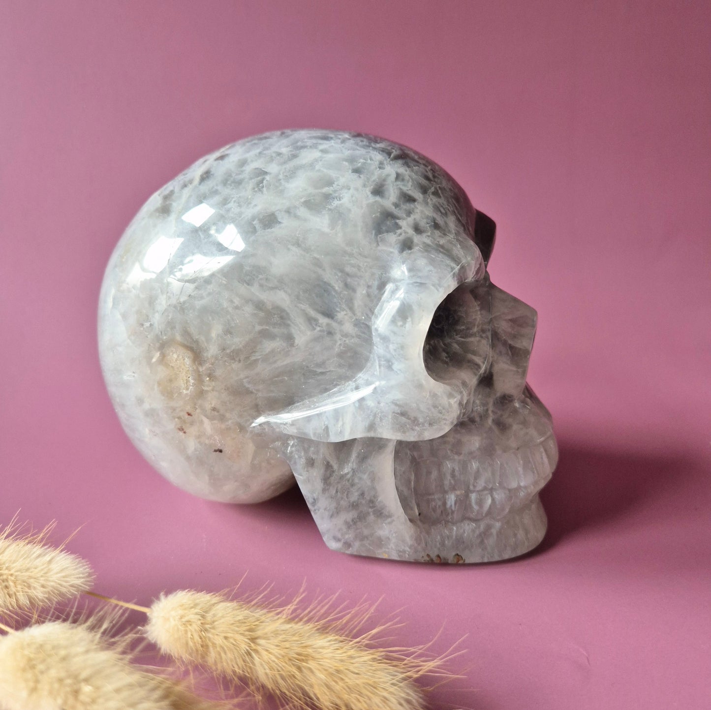 XL Edelsteinschädel Moosachatschädel Nr. 8 - 10cm 600 Gramm Schädel