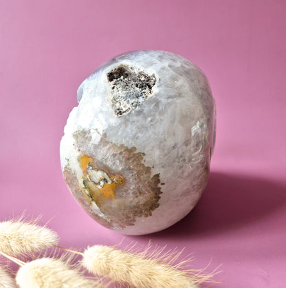 XL Edelsteinschädel Moosachatschädel Nr. 8 - 10cm 600 Gramm Schädel