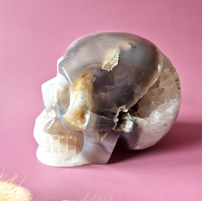 XL Edelsteinschädel Moosachatschädel Nr. 8 - 10cm 600 Gramm Schädel