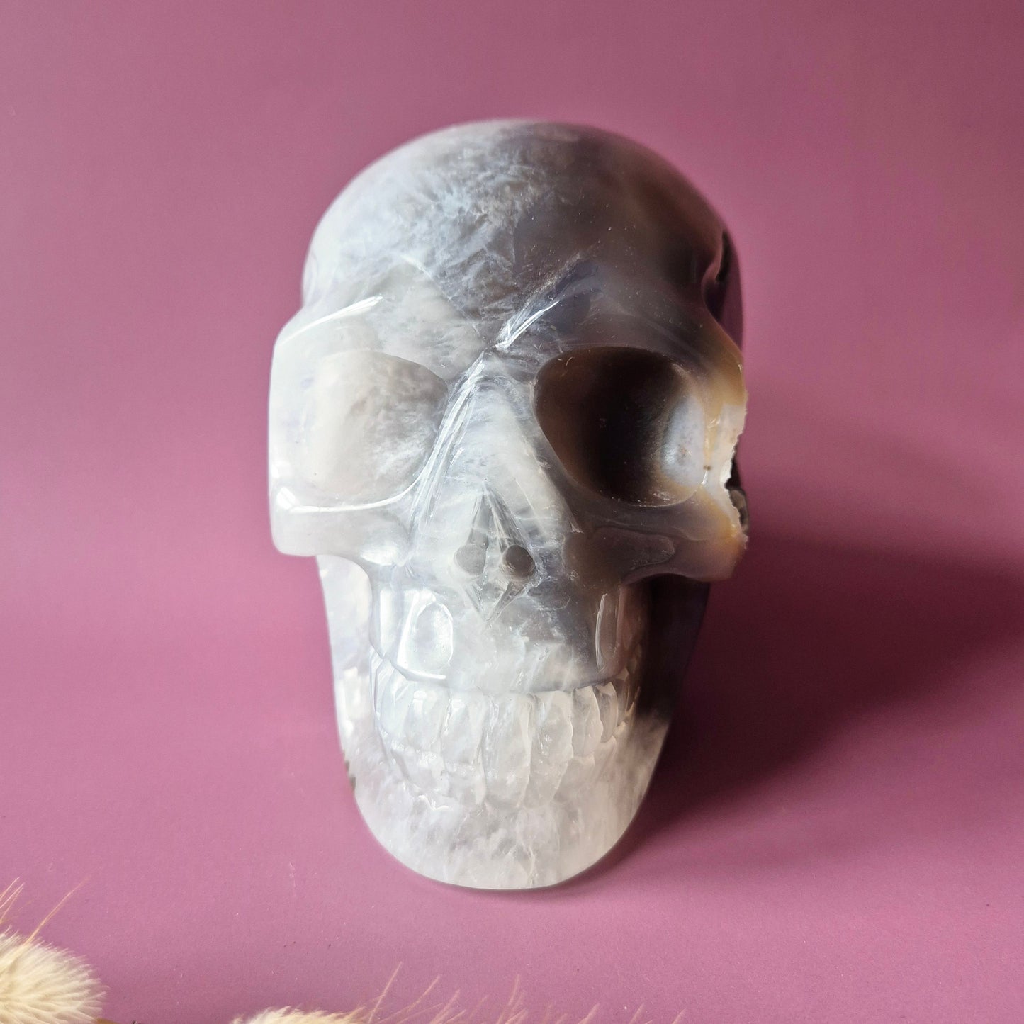 XL Edelsteinschädel Moosachatschädel Nr. 8 - 10cm 600 Gramm Schädel