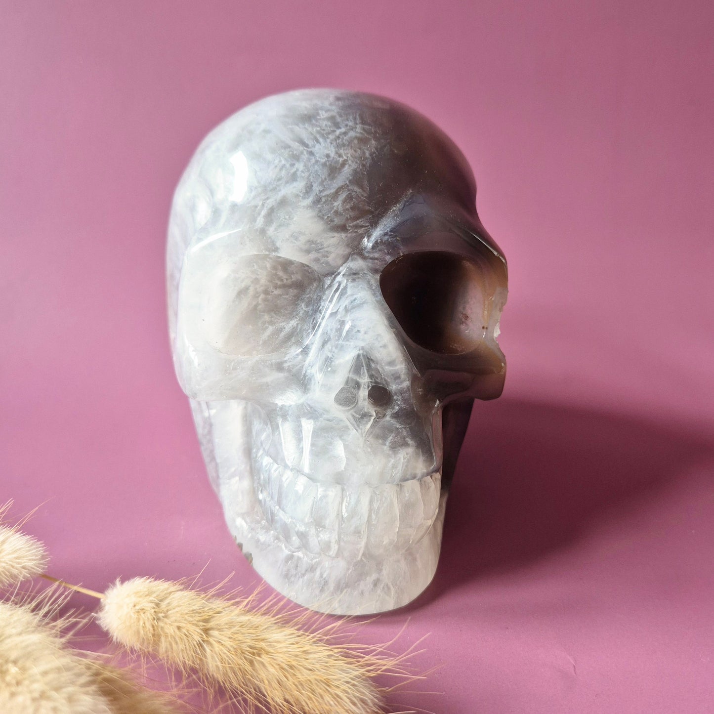 XL Edelsteinschädel Moosachatschädel Nr. 8 - 10cm 600 Gramm Schädel