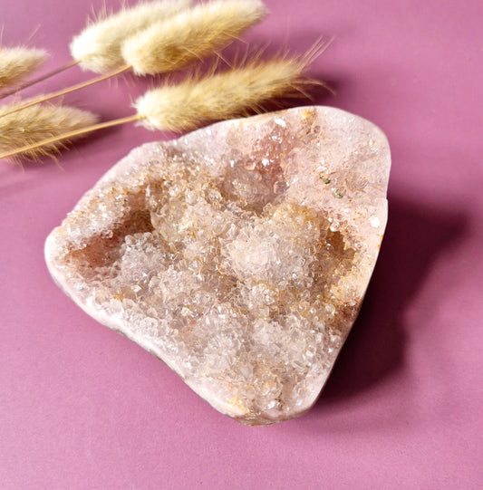 XL Edelsteen Druzy Pink Amethist Geode Freeform van 237 gram Statement Piece