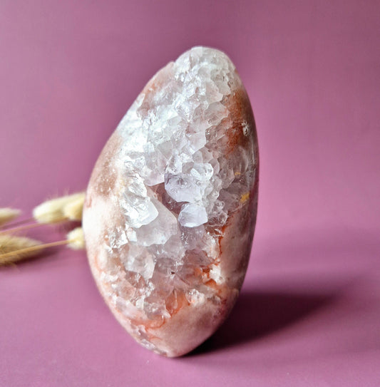 XL Edelsteen Druzy Pink Amethist Geode Freeform van 802 gram Statement Piece