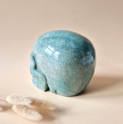 XL Edelsteinschädel Moosachatschädel Nr. 8 - 10cm 600 Gramm Schädel