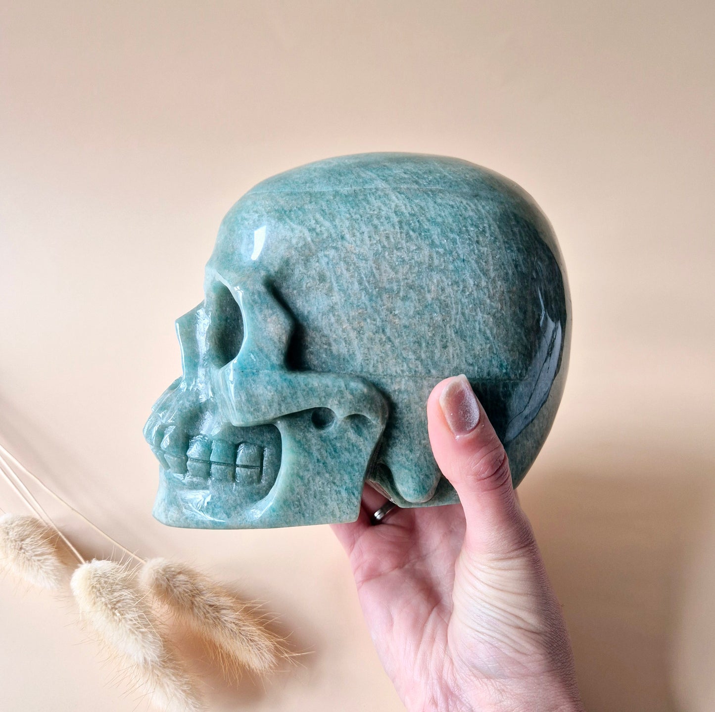 XL Edelsteinschädel Moosachatschädel Nr. 8 - 10cm 600 Gramm Schädel