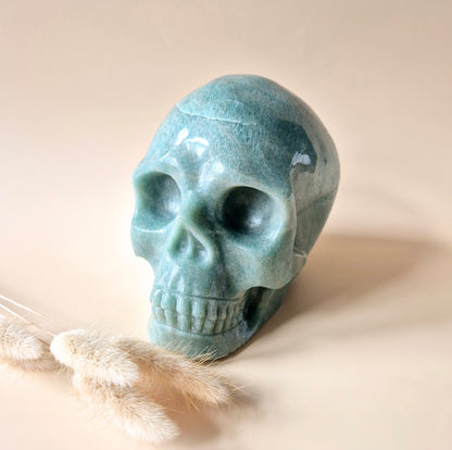 XL Edelsteinschädel Moosachatschädel Nr. 8 - 10cm 600 Gramm Schädel