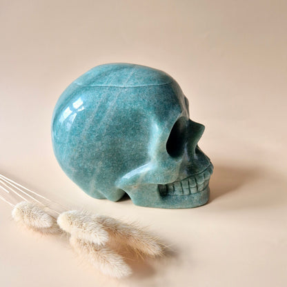 XL Edelsteinschädel Moosachatschädel Nr. 8 - 10cm 600 Gramm Schädel