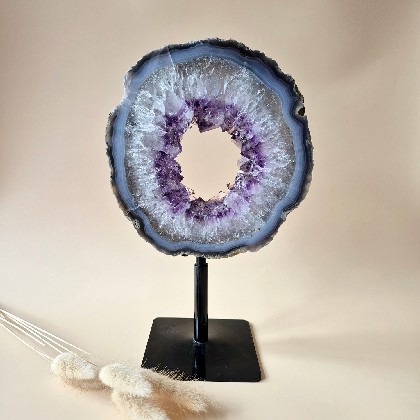 Edelsteen Amethist Agaat Ring op Metalen Standaard (1600 g) -  Spiritueel Decor