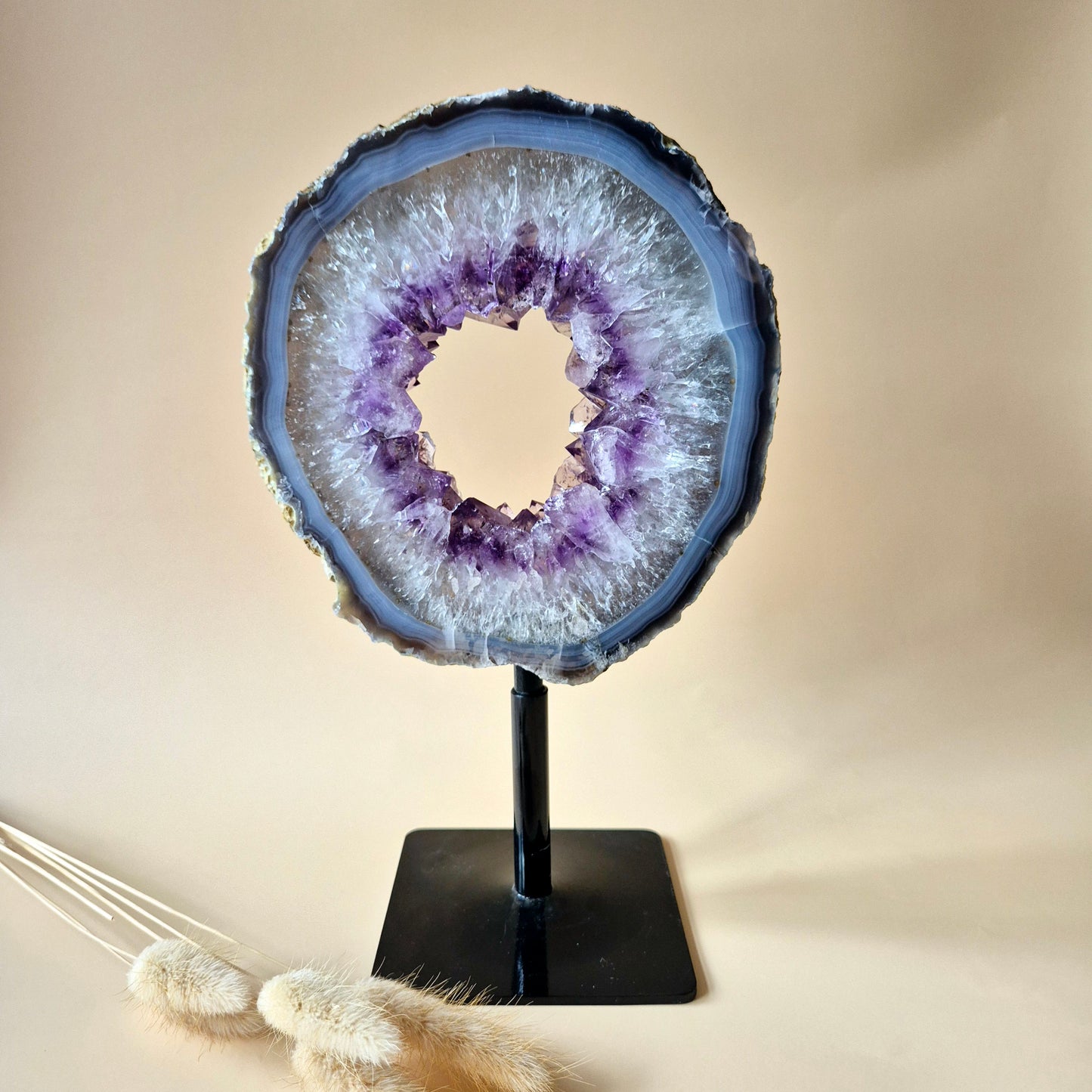 Edelsteen Amethist Agaat Ring op Metalen Standaard (1600 g) -  Spiritueel Decor
