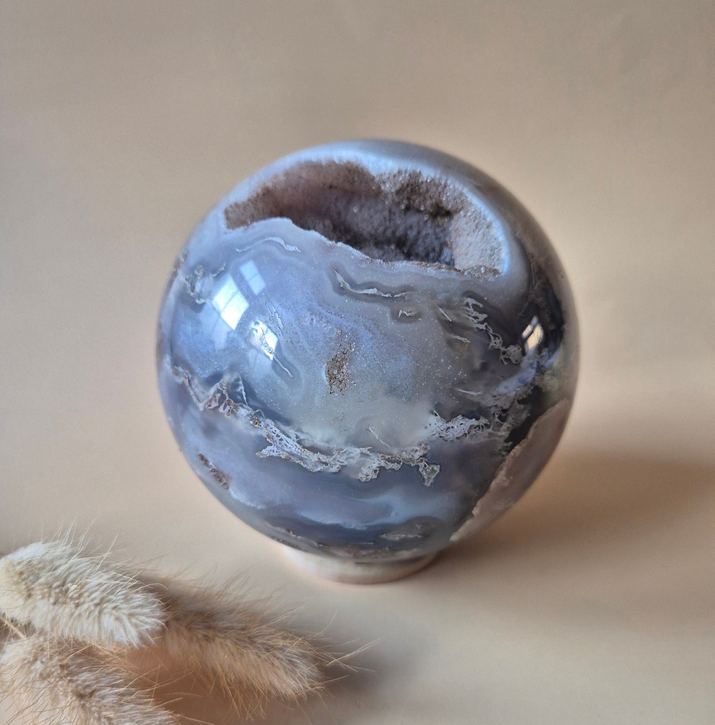 Kristall Edelstein Kugel Moosachat Druzy Kugel 82mm 700g