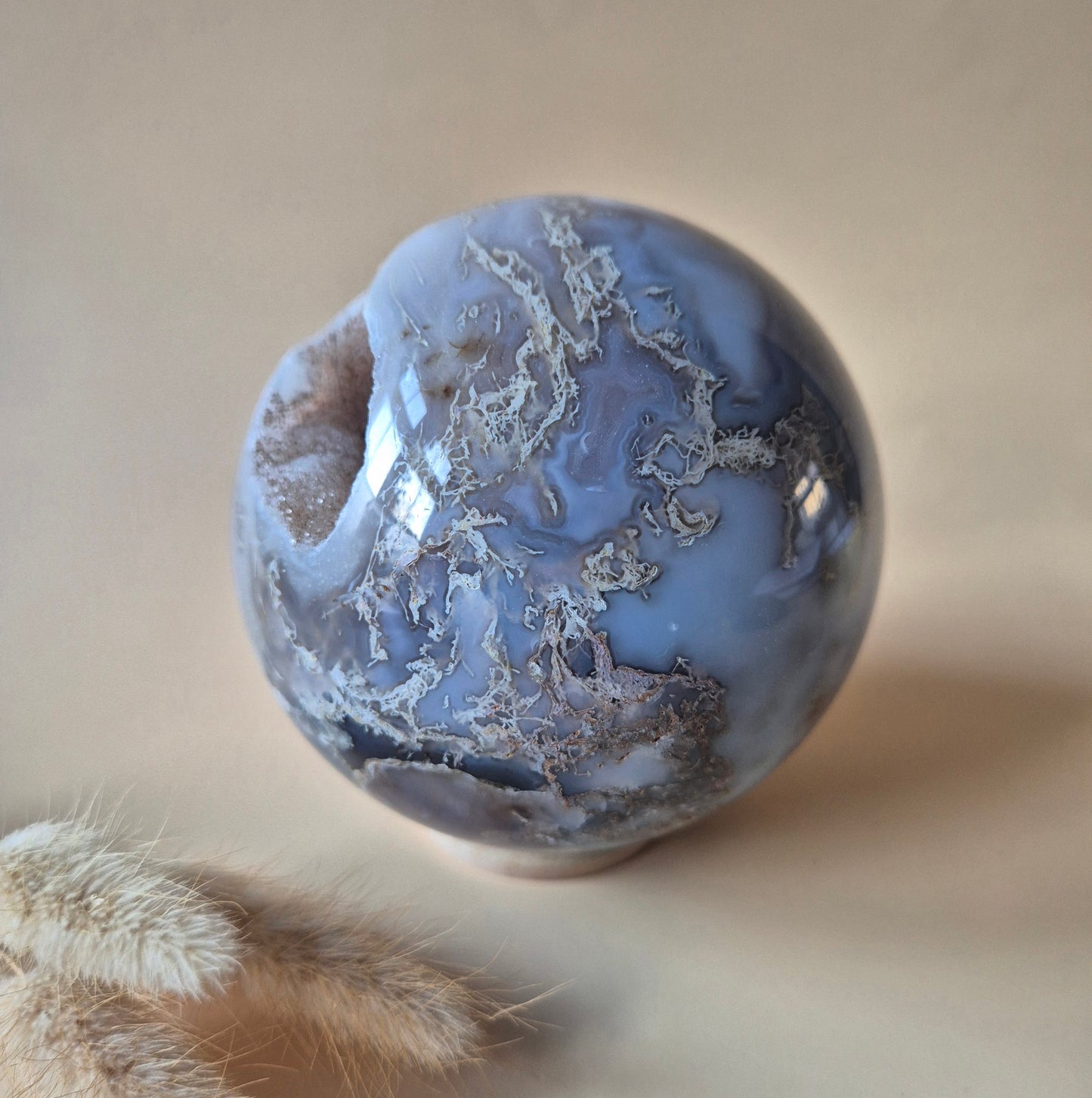 Kristall Edelstein Kugel Moosachat Druzy Kugel 82mm 700g