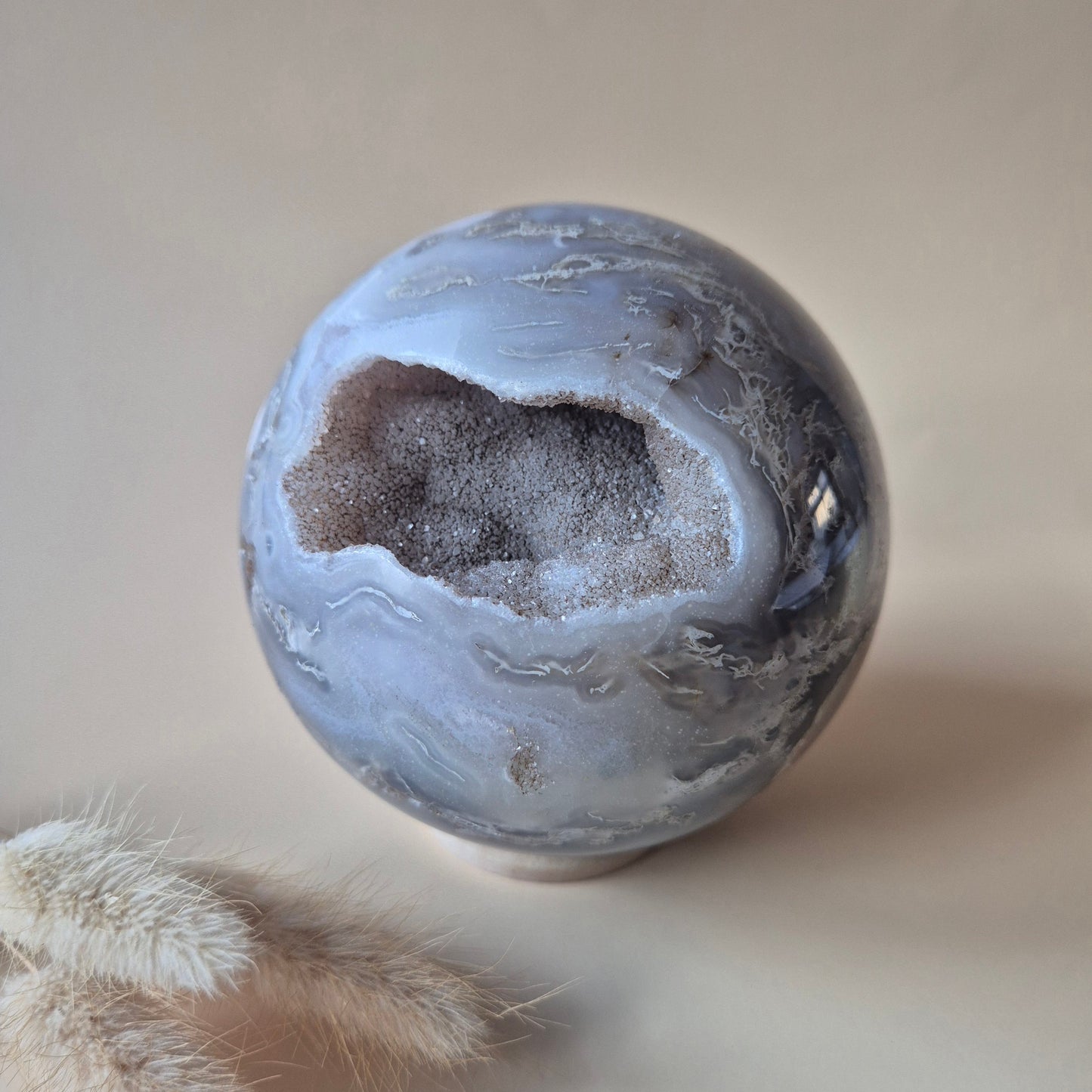 Kristall Edelstein Kugel Moosachat Druzy Kugel 82mm 700g