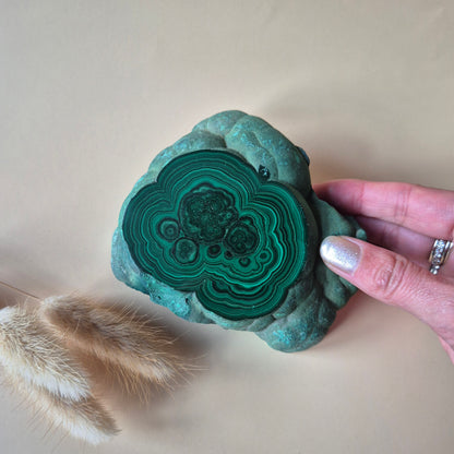 Gemstone Chrysocolla/Malachite Slab 600 g (14 x 13 cm) – Statement Piece with Spiritual Depth